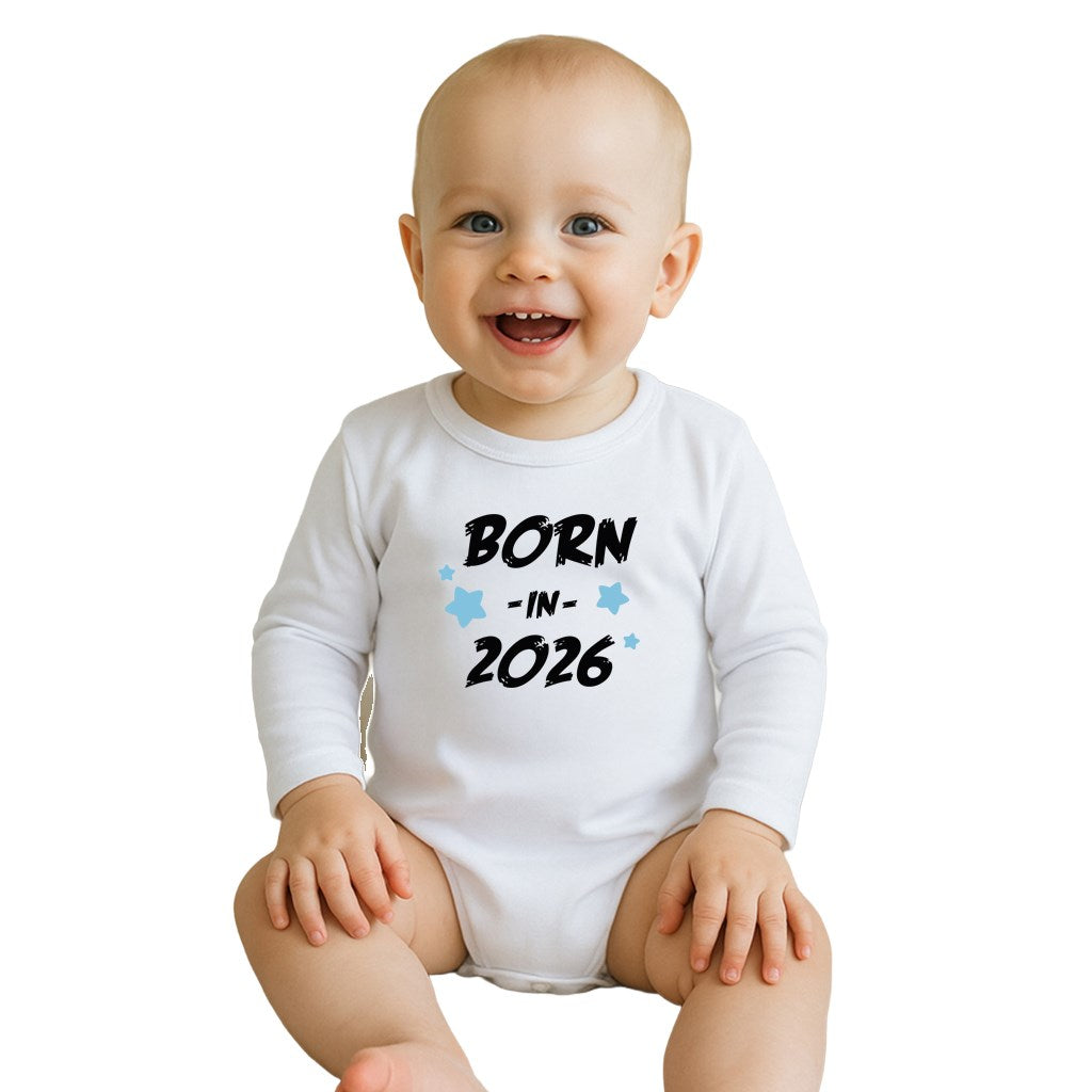 Bērnu bodijs ar apdruku, BORN IN 2026, zils