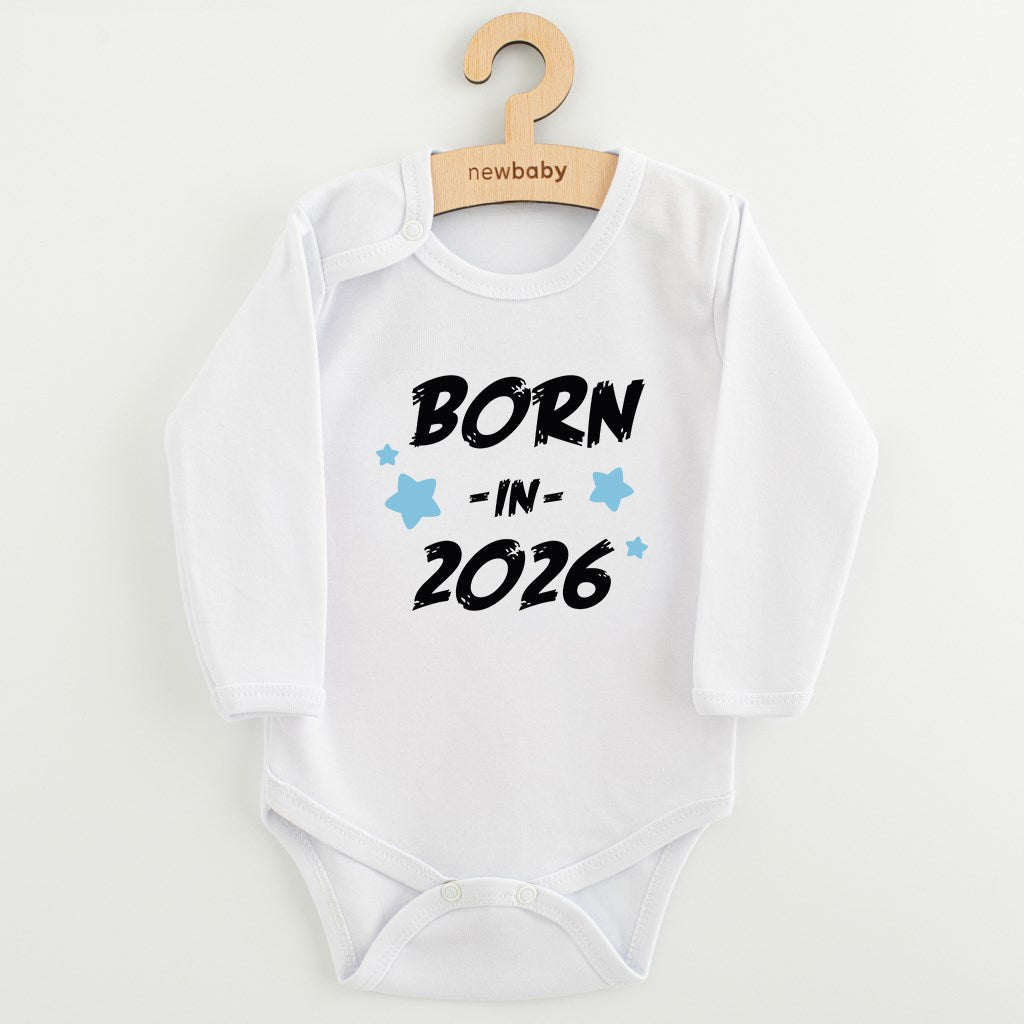 Bērnu bodijs ar apdruku, BORN IN 2026, zils