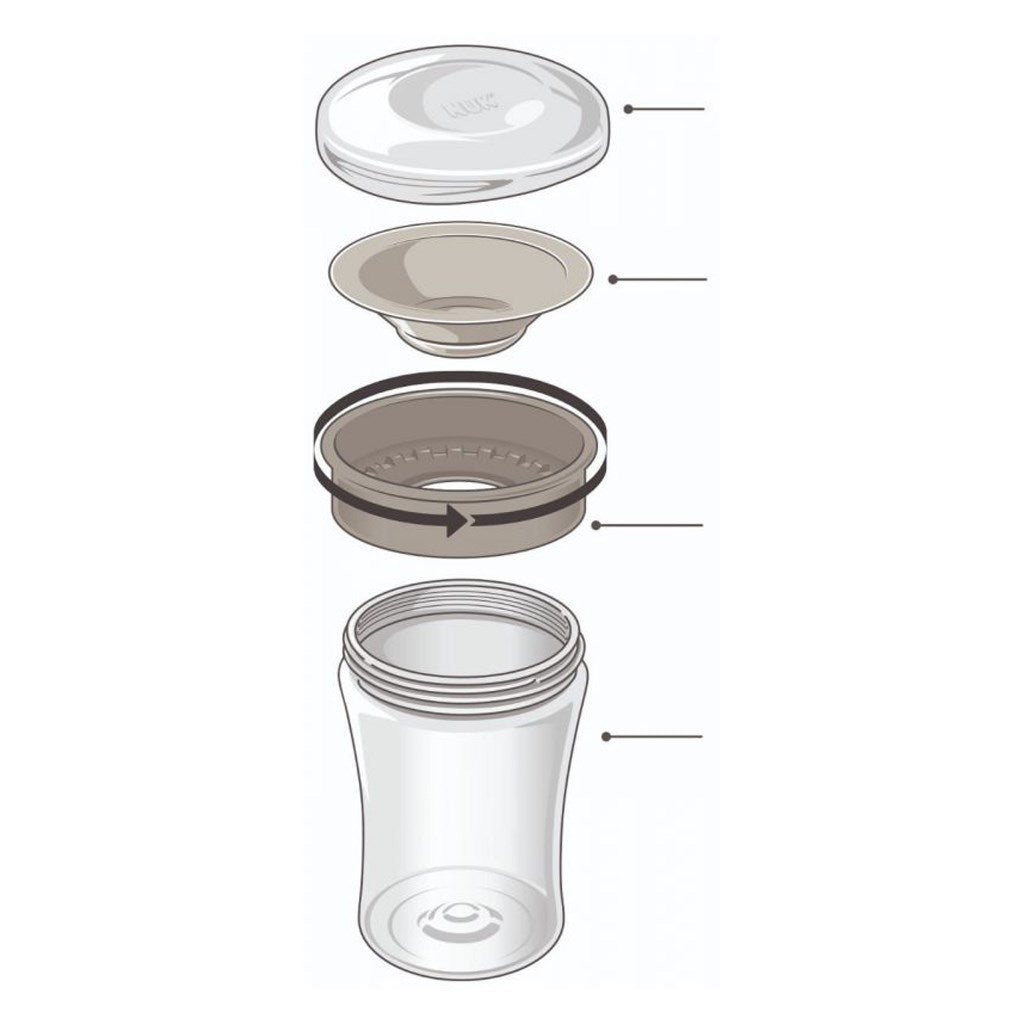 NUK Magic 360° mācību krūzīte ar vāciņu, 230 ml
